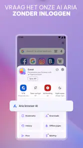 Opera-browser met VPN screenshot