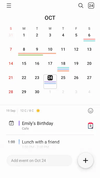 Samsung Agenda screenshot 1
