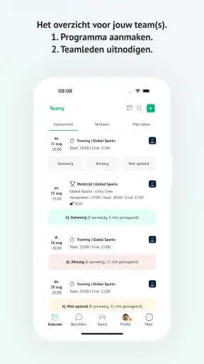 Teamy: app voor sportteams screenshot 1