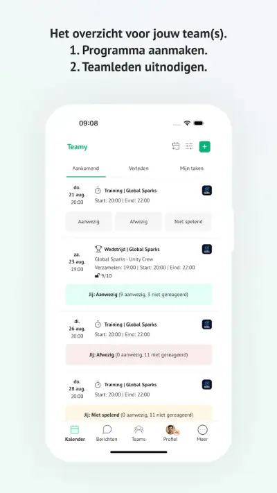 Teamy: app voor sportteams screenshot 1