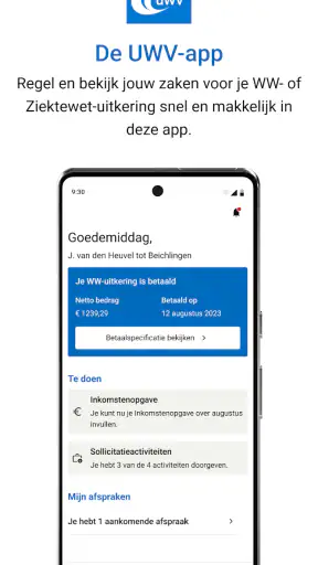 UWV-app screenshot 1
