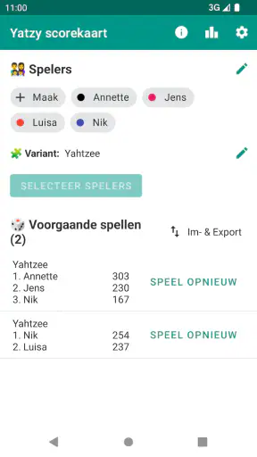 Yatzy Score Kaart screenshot 1