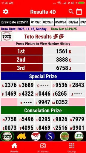 4D Result MY & SG 4D History screenshot 1