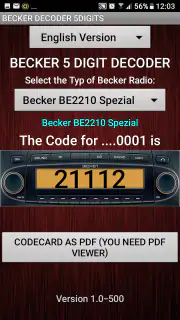 Becker 5Digit Radio Code screenshot 5