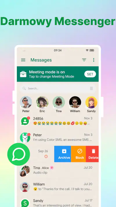 Color SMS: Wiadomości tekstowe screenshot 1