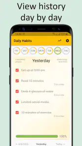 Daily actions tracker screenshot