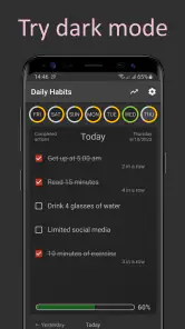 Daily actions tracker screenshot