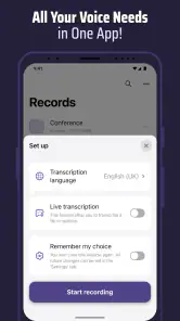 Głos i Transkrypt – QuickVox screenshot