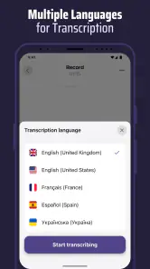 Głos i Transkrypt – QuickVox screenshot