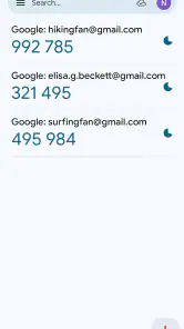 Google Authenticator screenshot