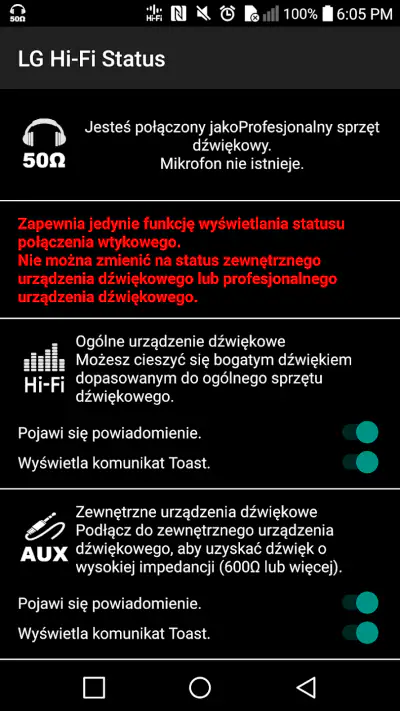 Hi-Fi Status(LG) screenshot 1