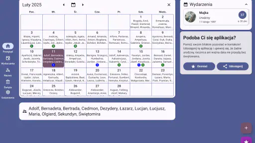 Kalendarz: Imieniny i Wydarzeń screenshot