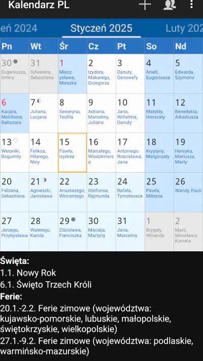 Kalendarz PL screenshot 1