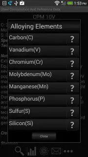 Knife Steel Composition Chart screenshot 6
