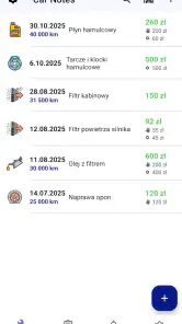 Książka serwisowa samochodu screenshot