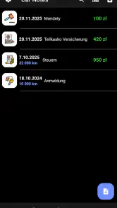 Książka serwisowa samochodu screenshot