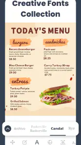 Menu Maker, Menu Templates screenshot