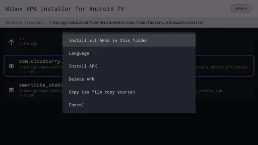 Mibox APK installer Android TV screenshot 4