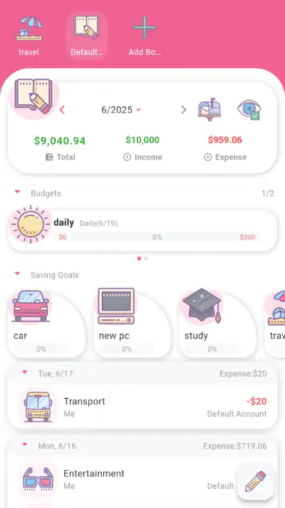 Money+ Cute Expense Tracker screenshot 1