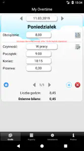 My Overtime - Czasu Pracy screenshot