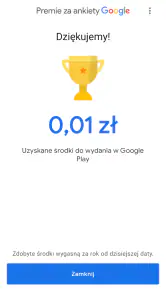 Premie za ankiety Google screenshot