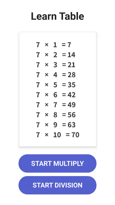 Times Tables - Multiplication screenshot 1