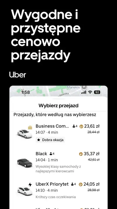 Uber Zamawiaj przejazdy i taxi screenshot 1