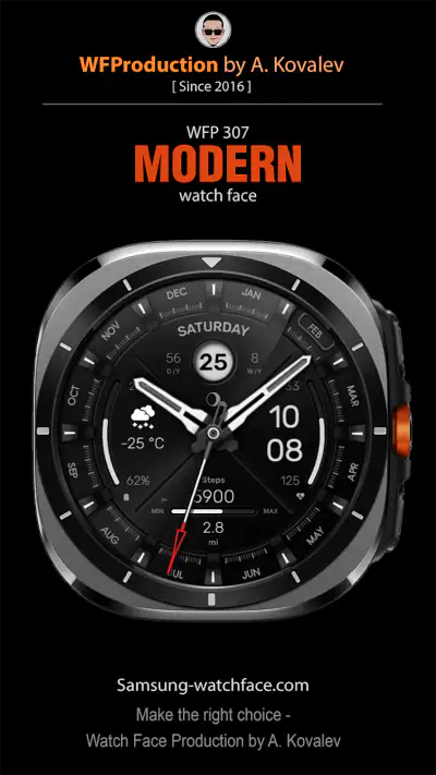 WFP 307 Modern watch face screenshot 1