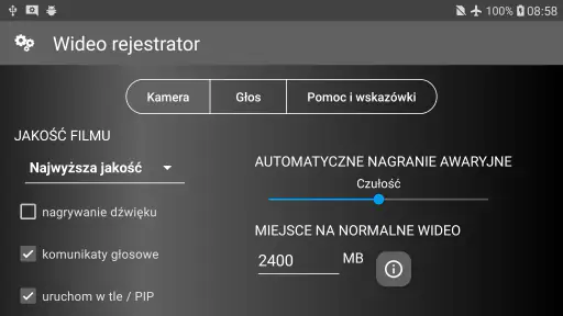 Wideorejestrator samochodowy screenshot
