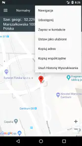 Współrzędne Mapy screenshot