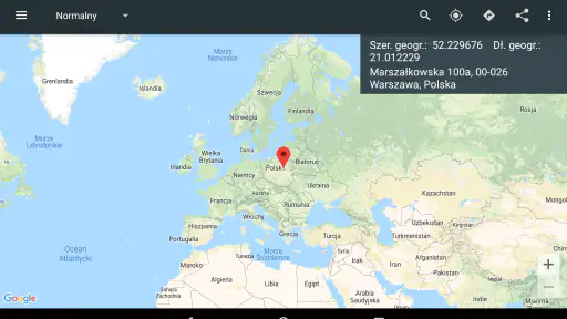Współrzędne Mapy screenshot