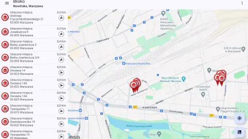 Wyszukiwarka utraconych miejsc screenshot
